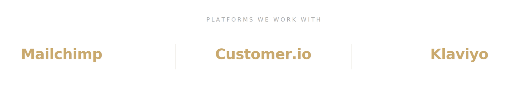Text listing platforms: Mailchimp, Customer.io, Klaviyo