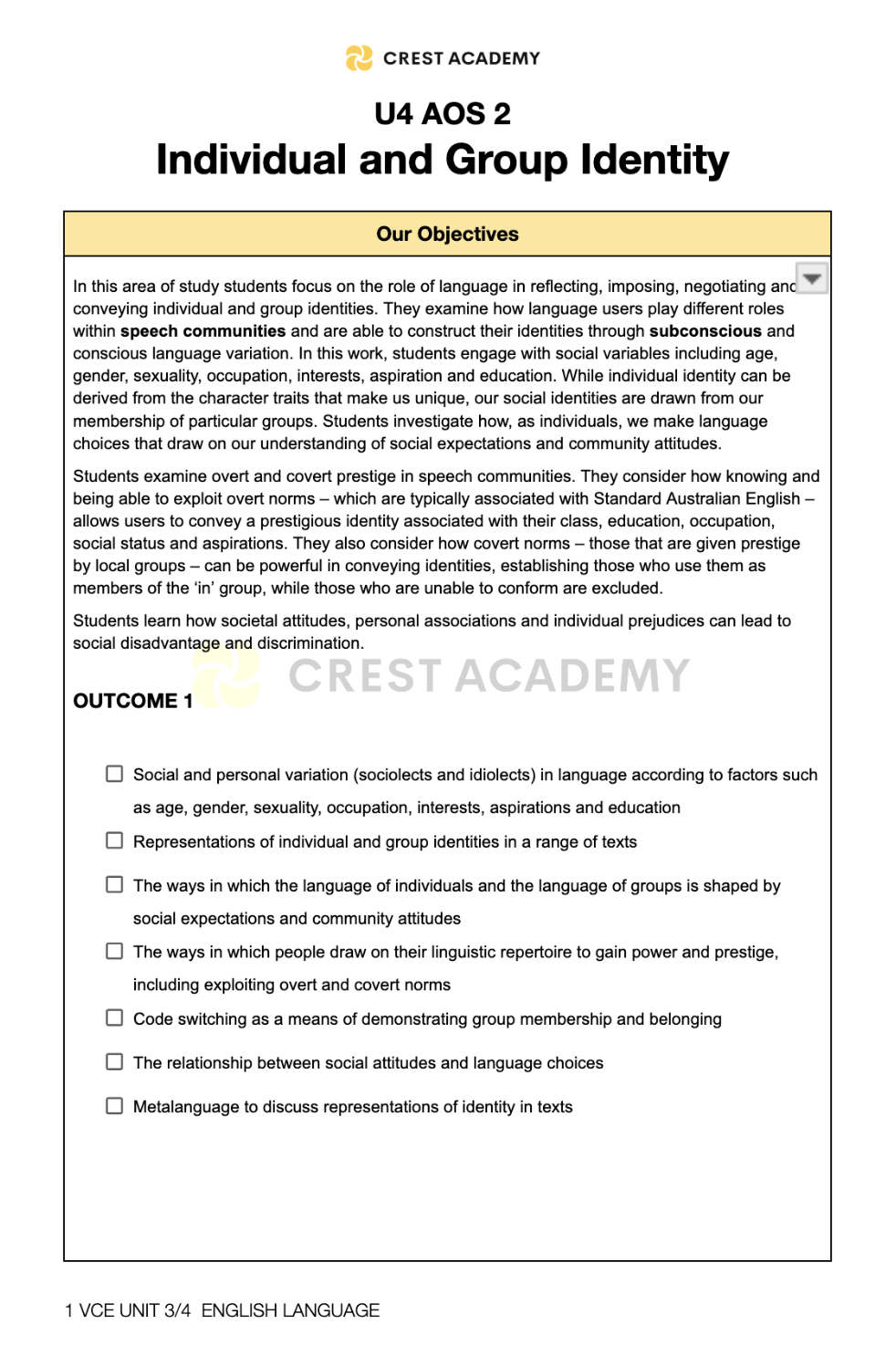 U4 AOS2 Individual and Group Identity: Guided Notes