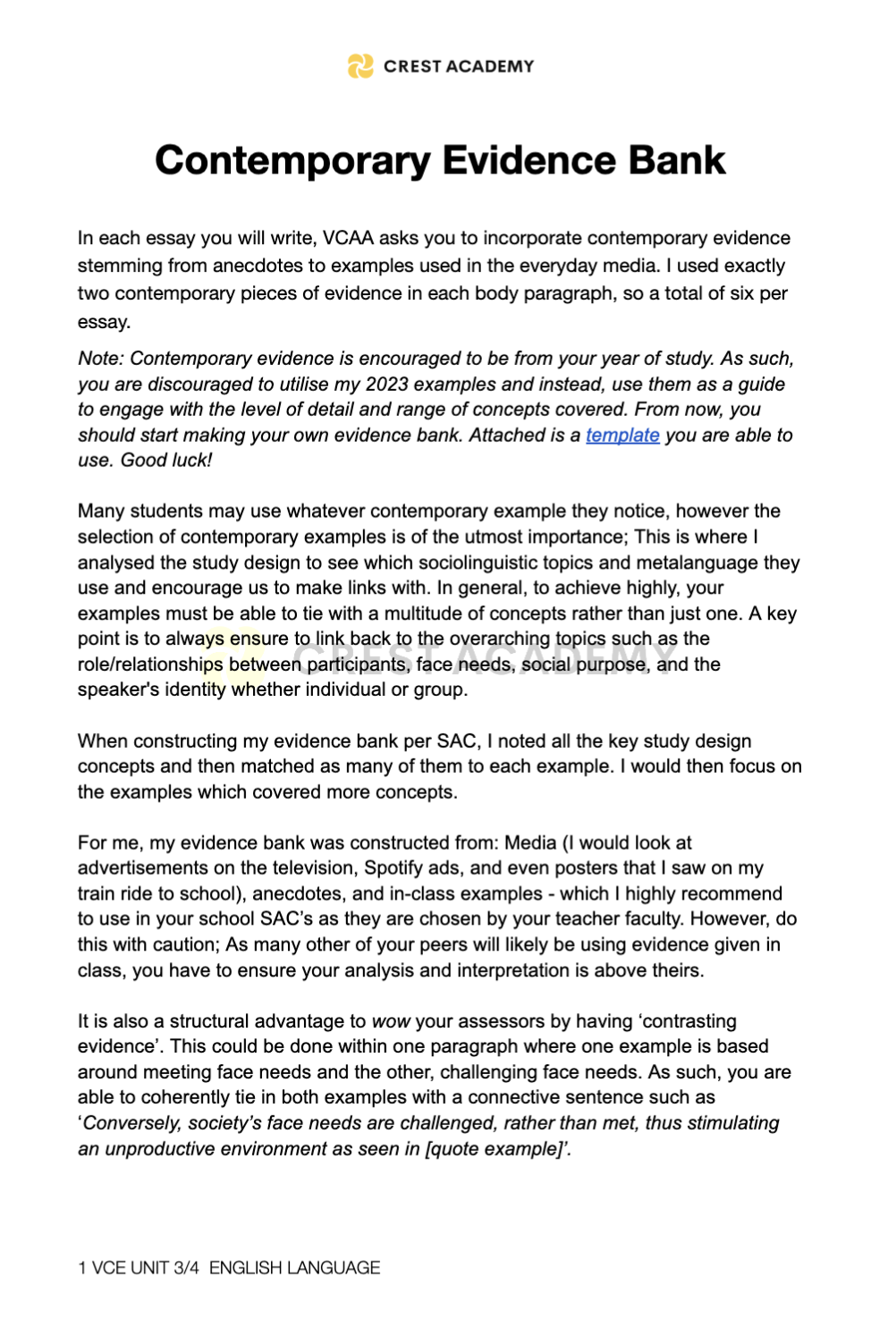 Contemporary Evidence Bank