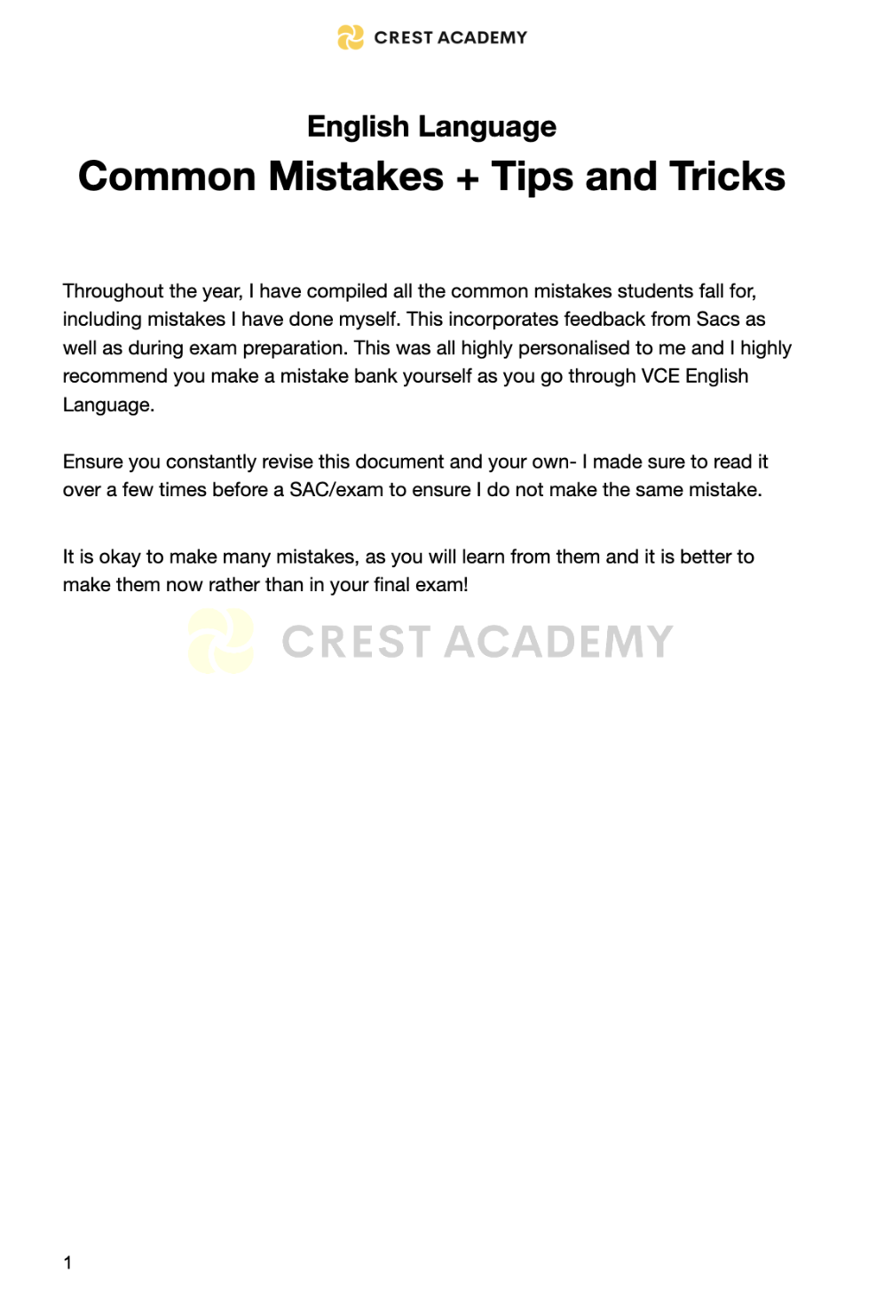 Basic Mistakes Common Mistakes/Tips and Tricks — Crest Academy