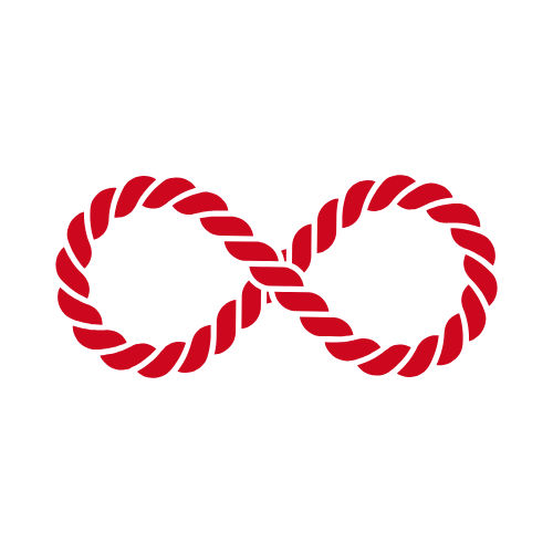 Red twisted rope forming an infinity symbol on a black background.