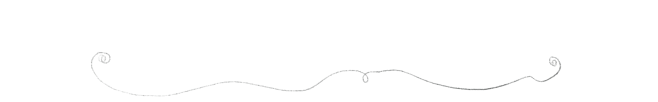 Decorative black and white swirling line design with small circular accents.