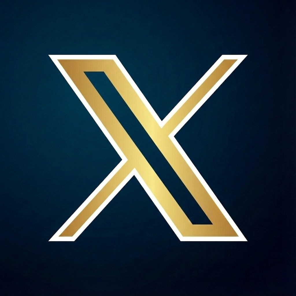 A stylized gold and black letter 'X' logo on a dark background.