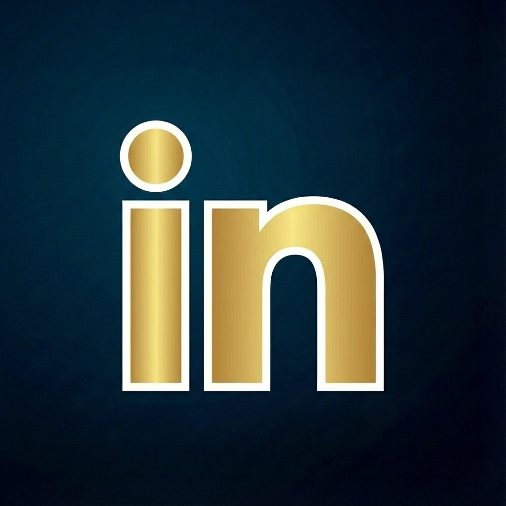 The word "in" written in large, gold letters with a white outline on a dark blue gradient background.