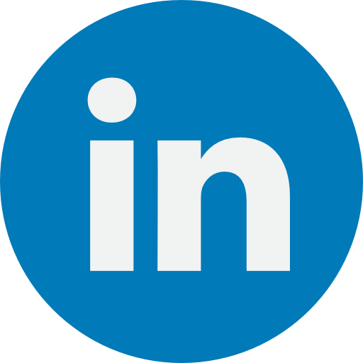 LinkedIn logo with a blue circle and white lowercase 'in' in the center.