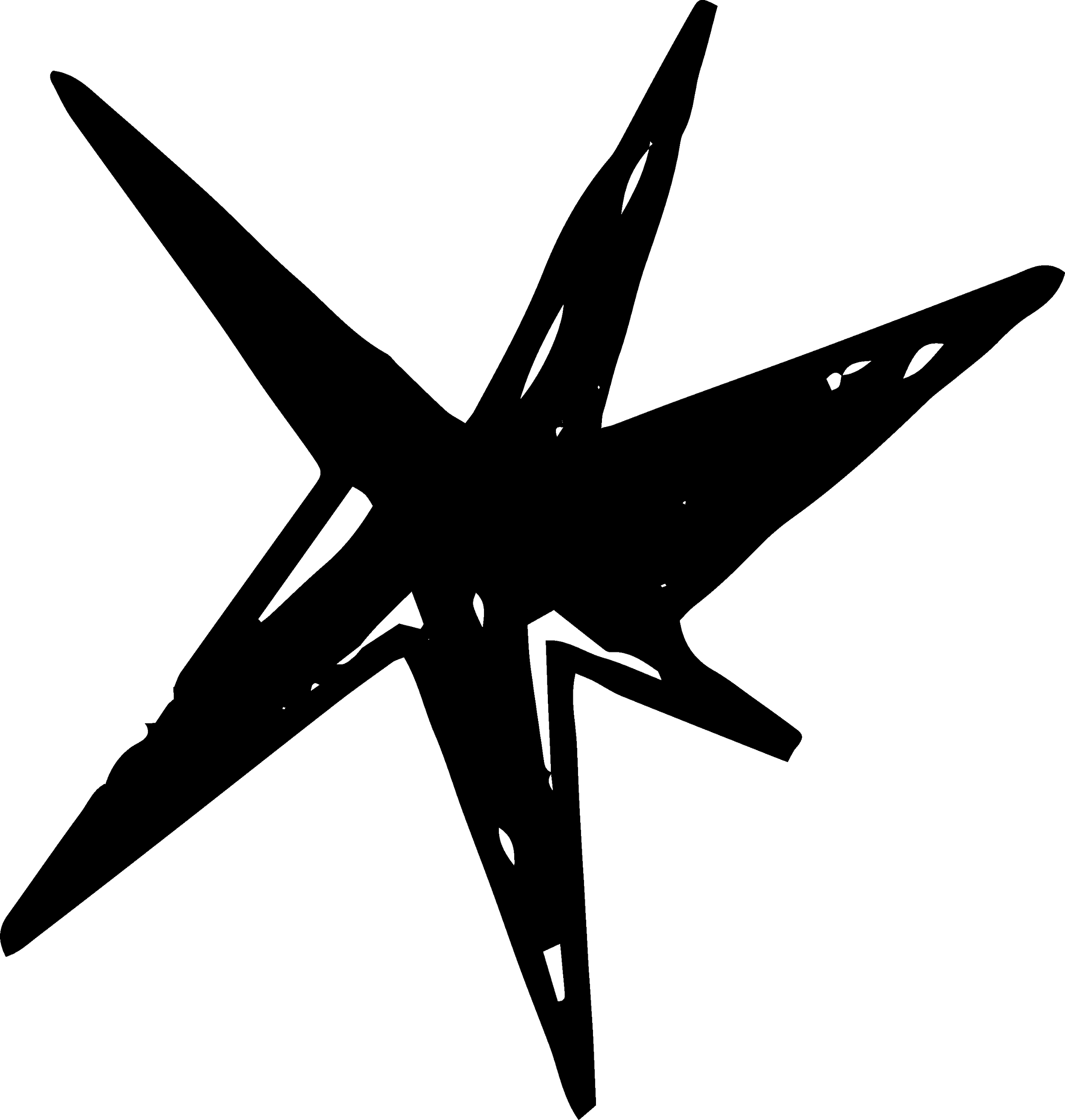 Une illustration en noir et blanc d'une étoile à cinq branches avec des lignes architecturales.