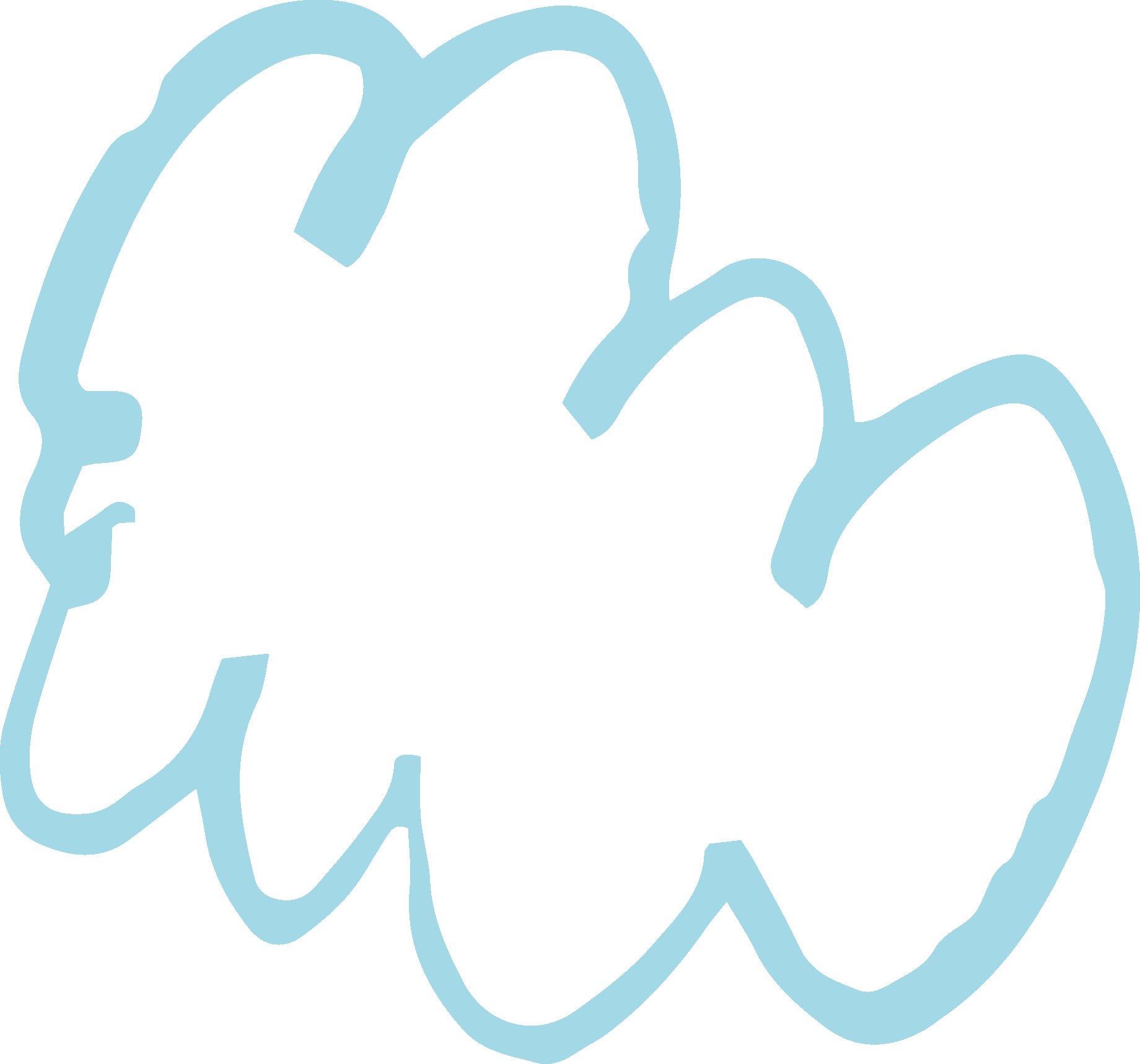 Forme de nuage dessinée en bleu, utilisée comme élément de conception