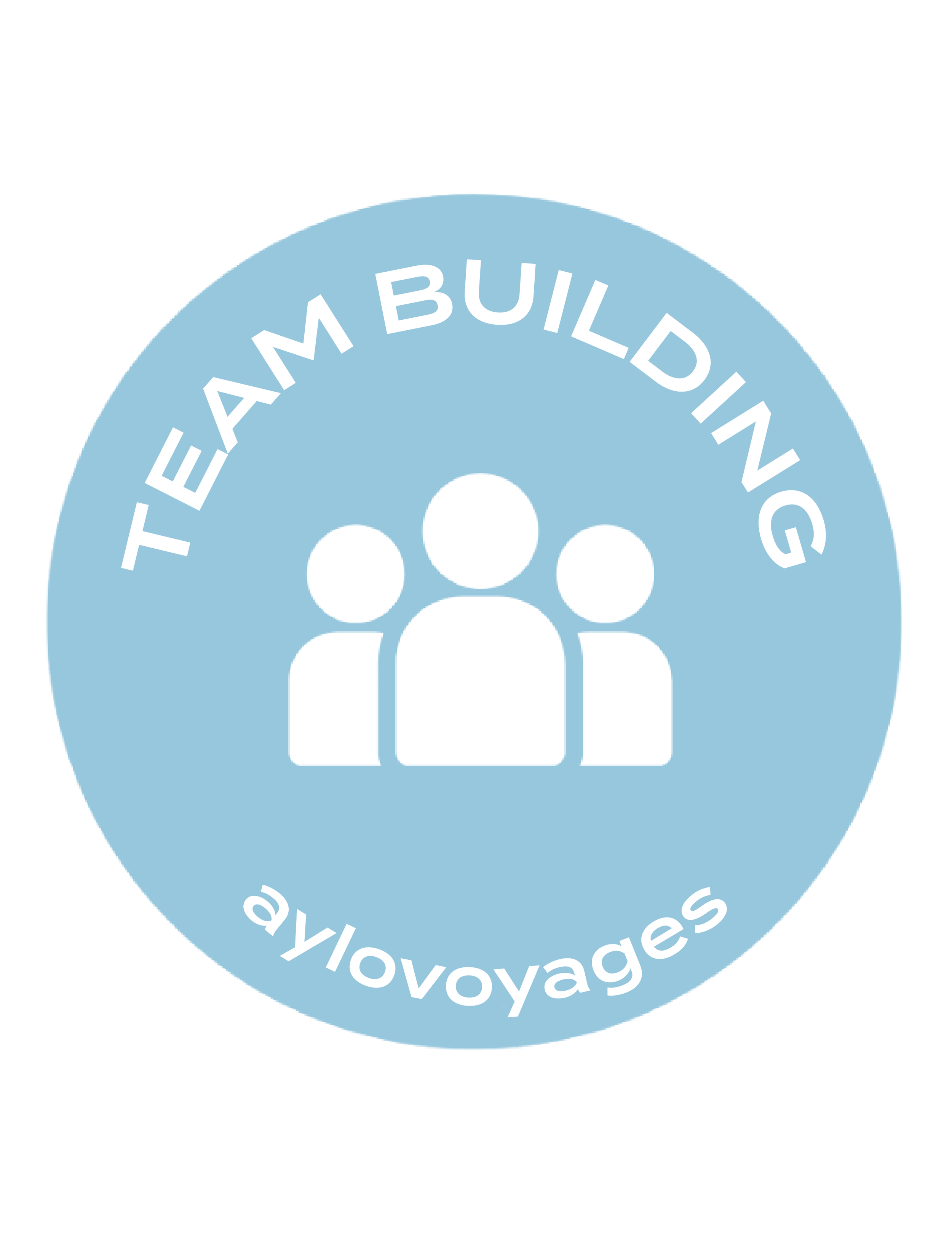Icône de team building d’aylovoyages : trois figures humaines qui représentent la cohésion d’équipe, le travail en groupe et les événements d’entreprise.