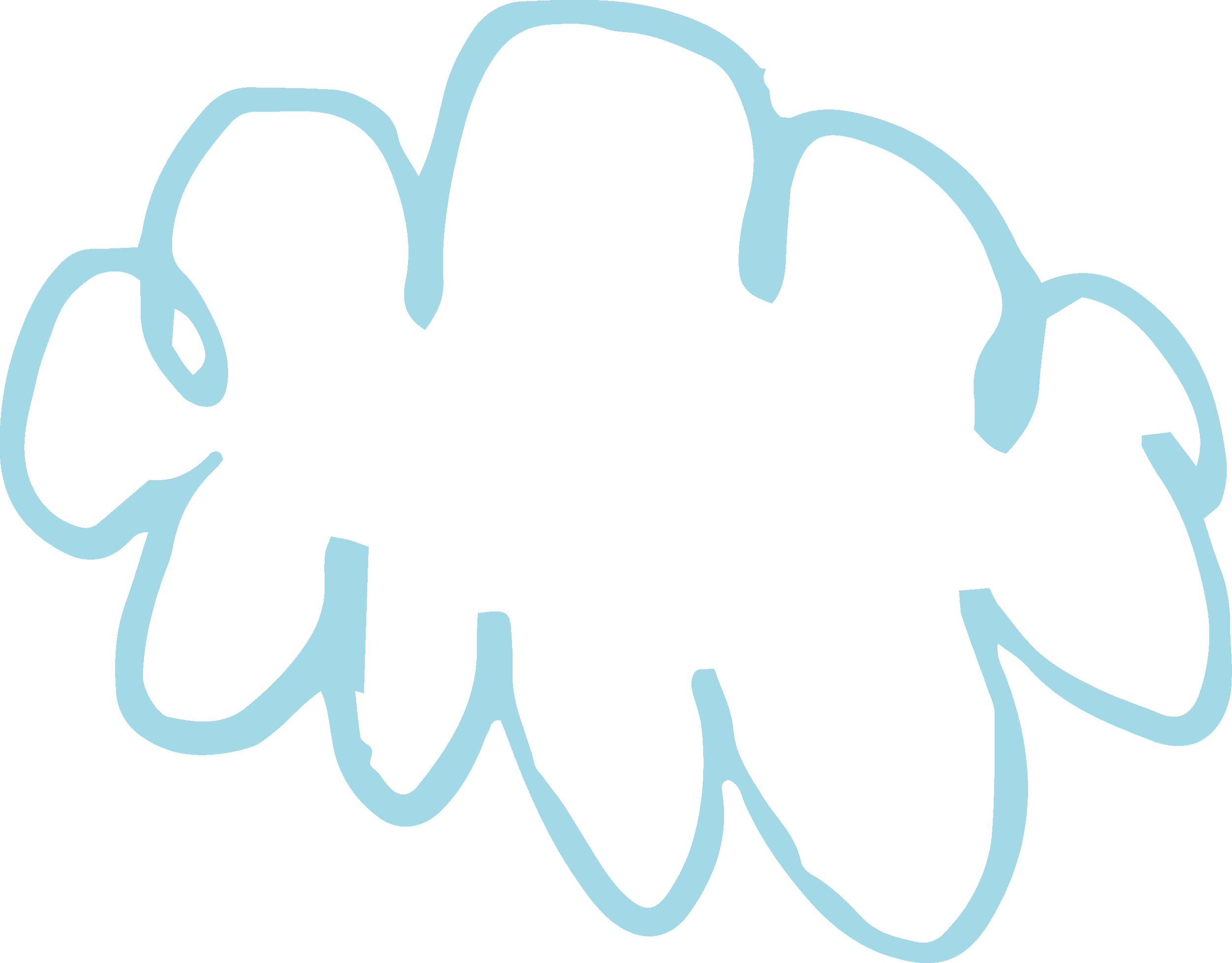 Forme de nuage dessinée en bleu, utilisée comme élément de conception
