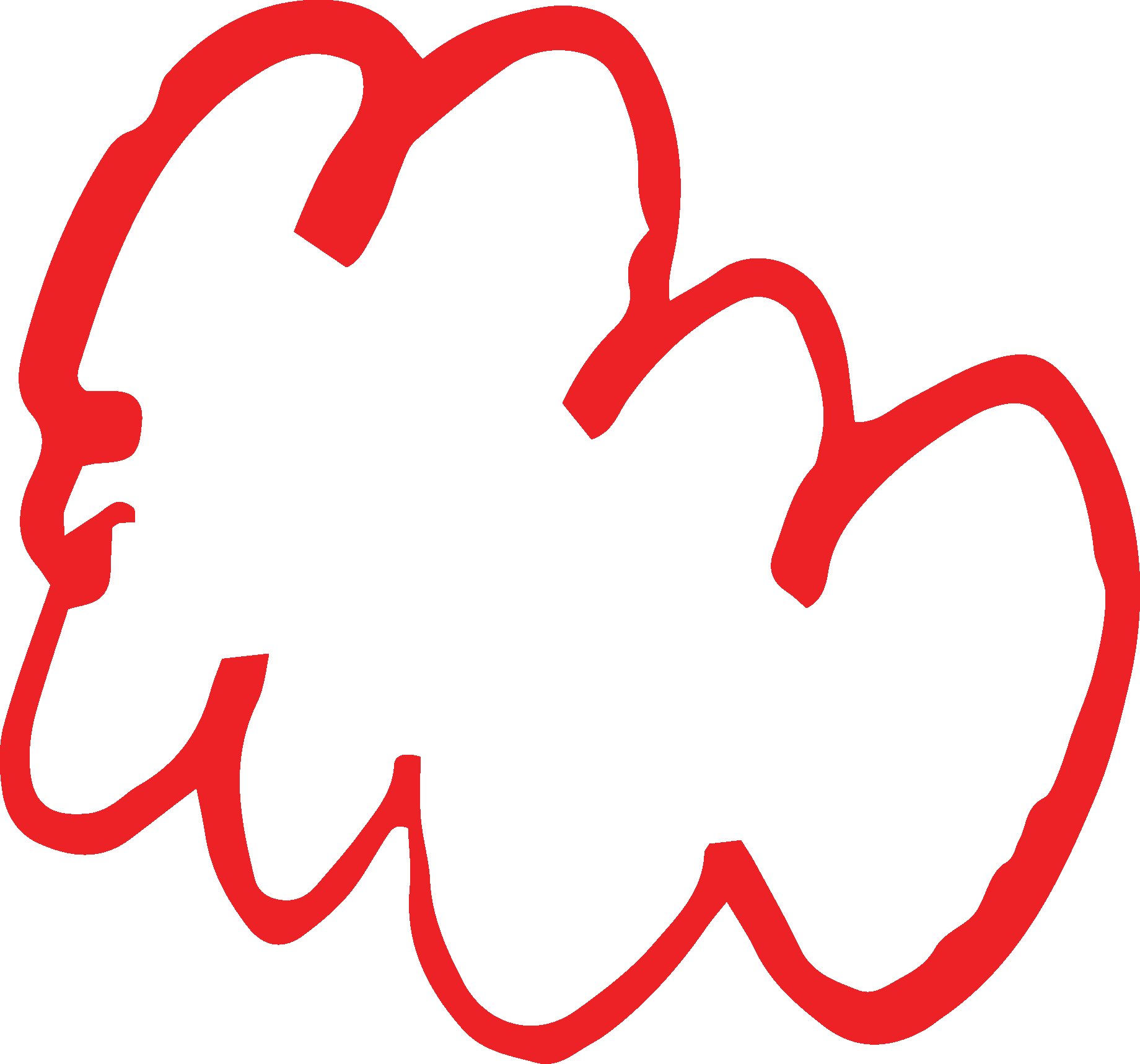 Forme de nuage dessinée en rouge, utilisée comme élément de conception.