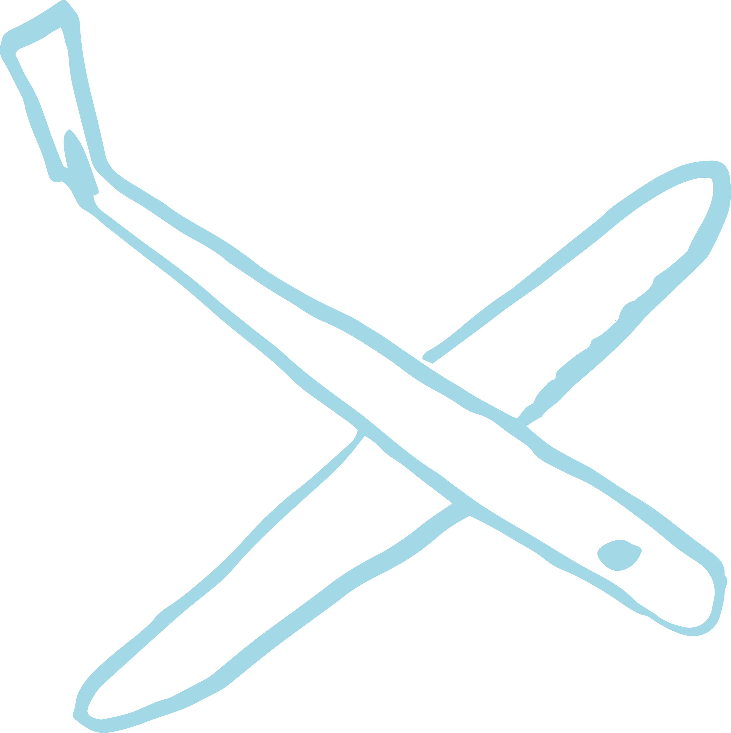 L'image montre un graphique vectoriel stylisé d'une main tenant un cœur, claquant dans un style minimaliste avec des lignes fines en bleu clair sur un fond transparent.