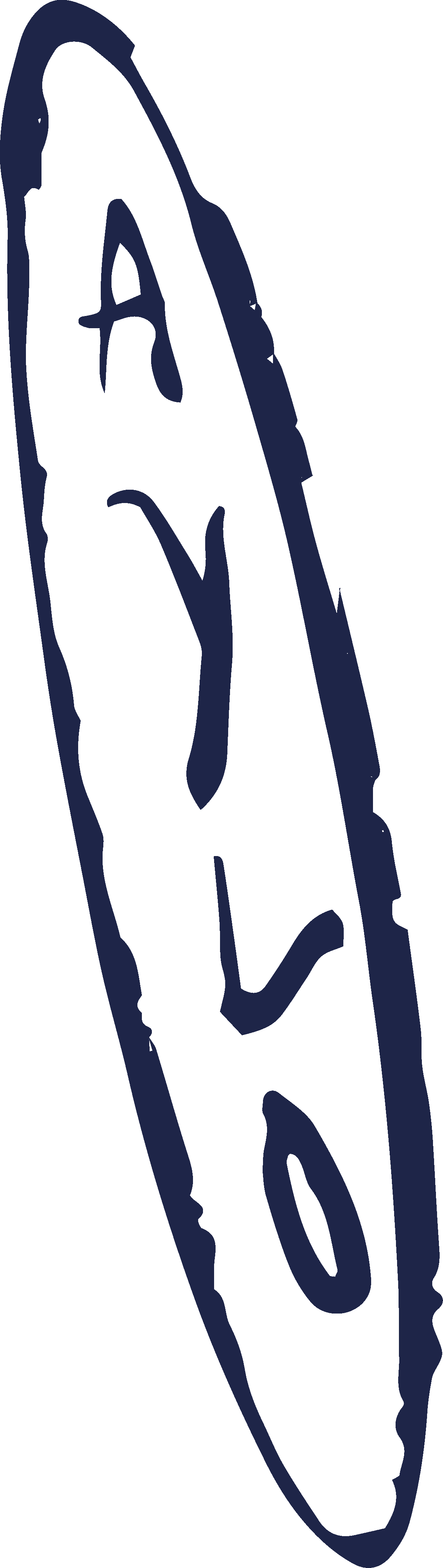 Illustration de la forme d'un couteau avec le mot "ALYA" écrit dessus.