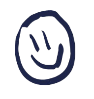 Dessiner à la main un visage souriant simple avec une ligne circulaire et des traits pour les yeux et la bouche.