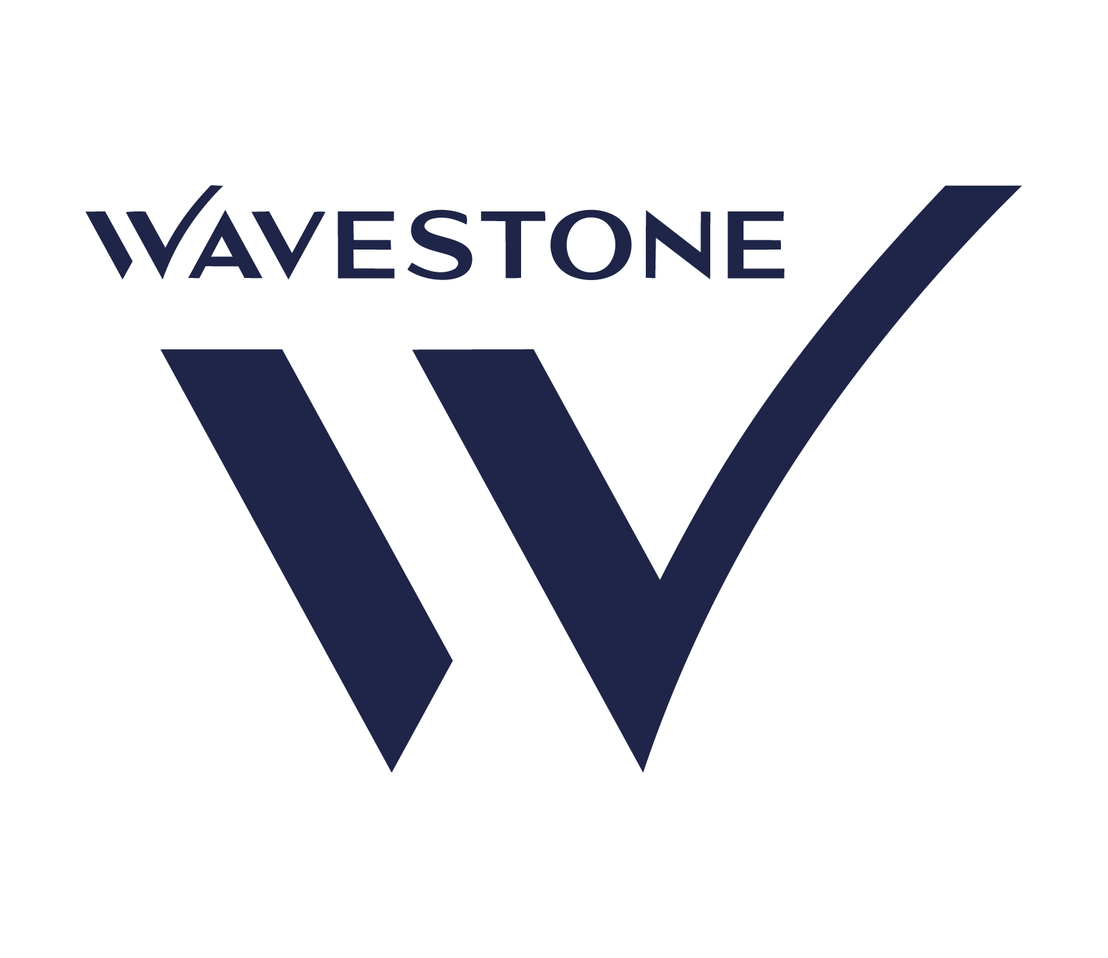 Logo blanc et noir de Wavestone avec un V stylisé