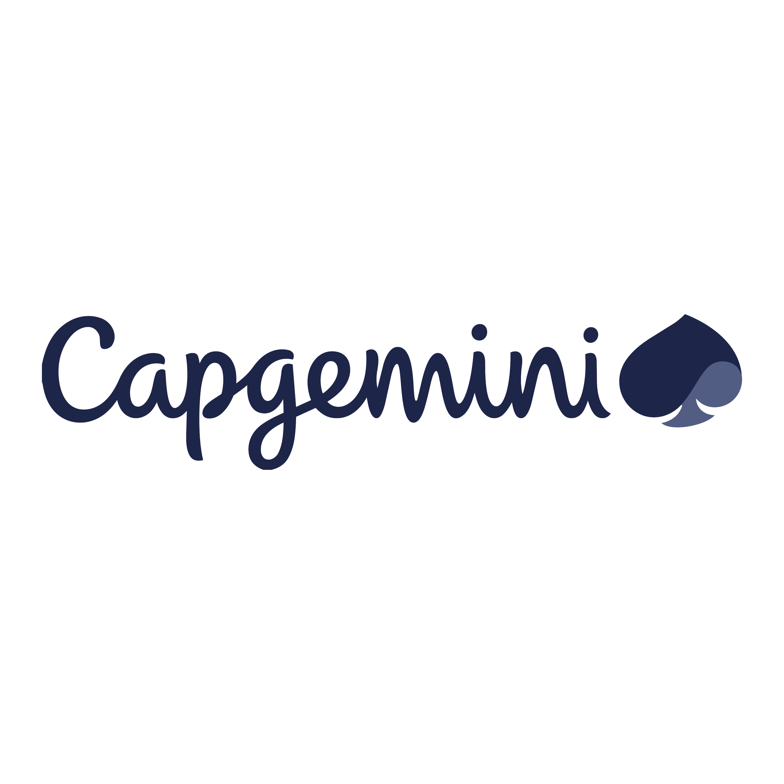 Logo noir avec des mots en cursif bleu foncé : 'Caramello'.
