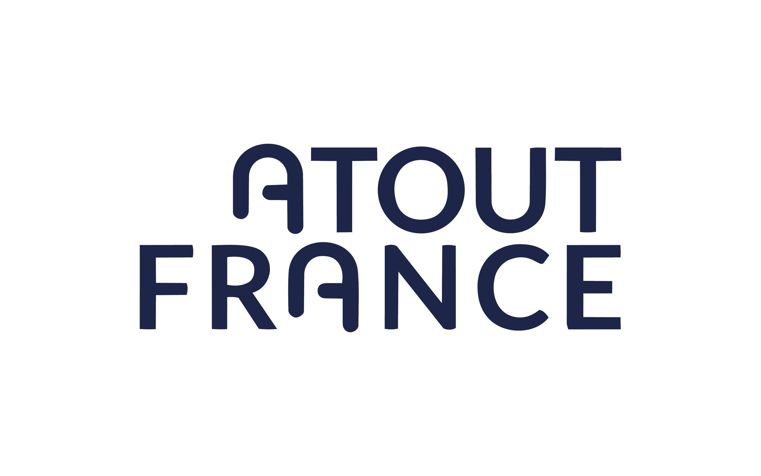 Logo avec le texte 'TOUT FRANCE' écrit en majuscules bleues foncées sur fond noir.