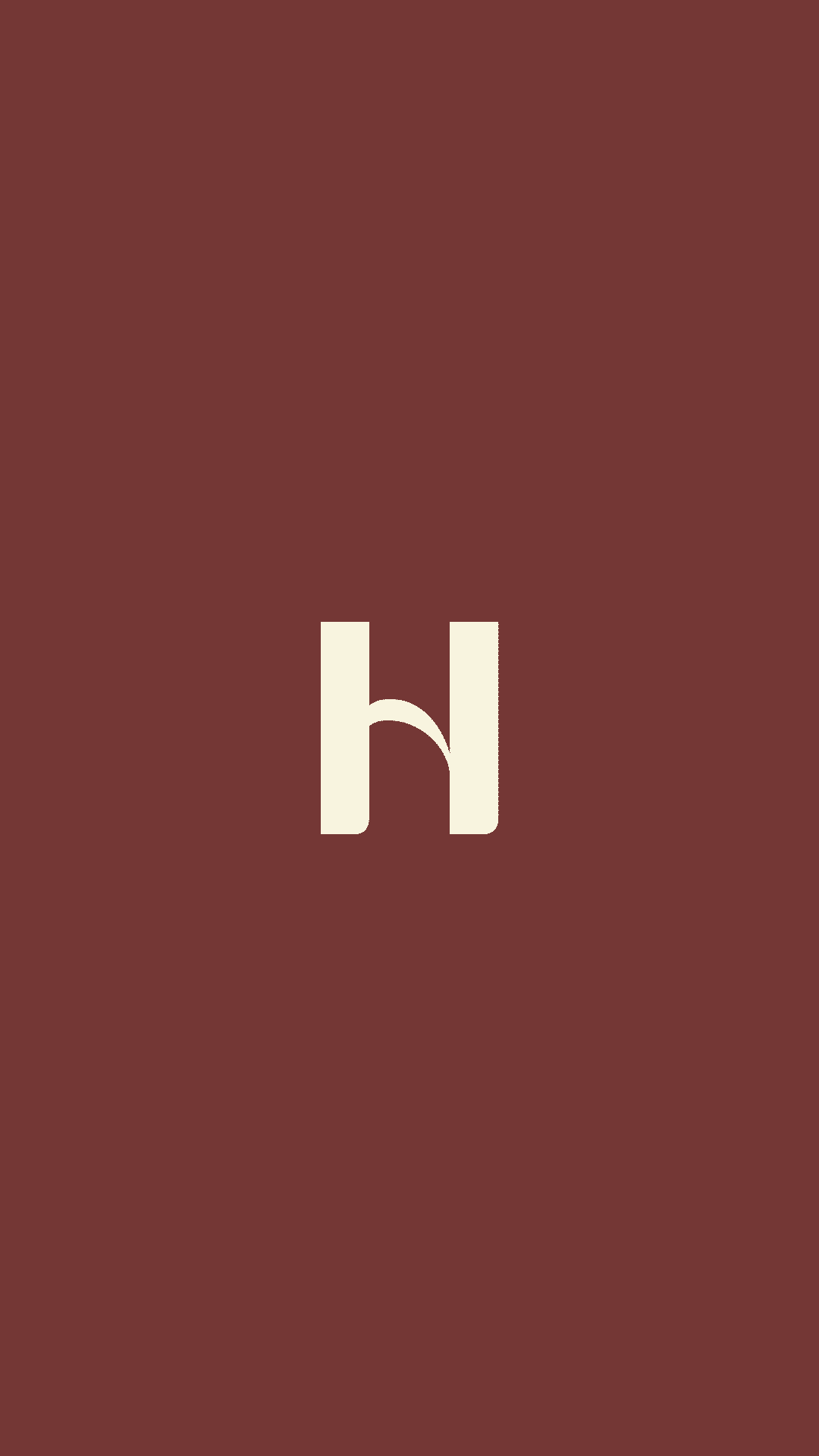 A brown background with a white lowercase letter 'h' in the center.