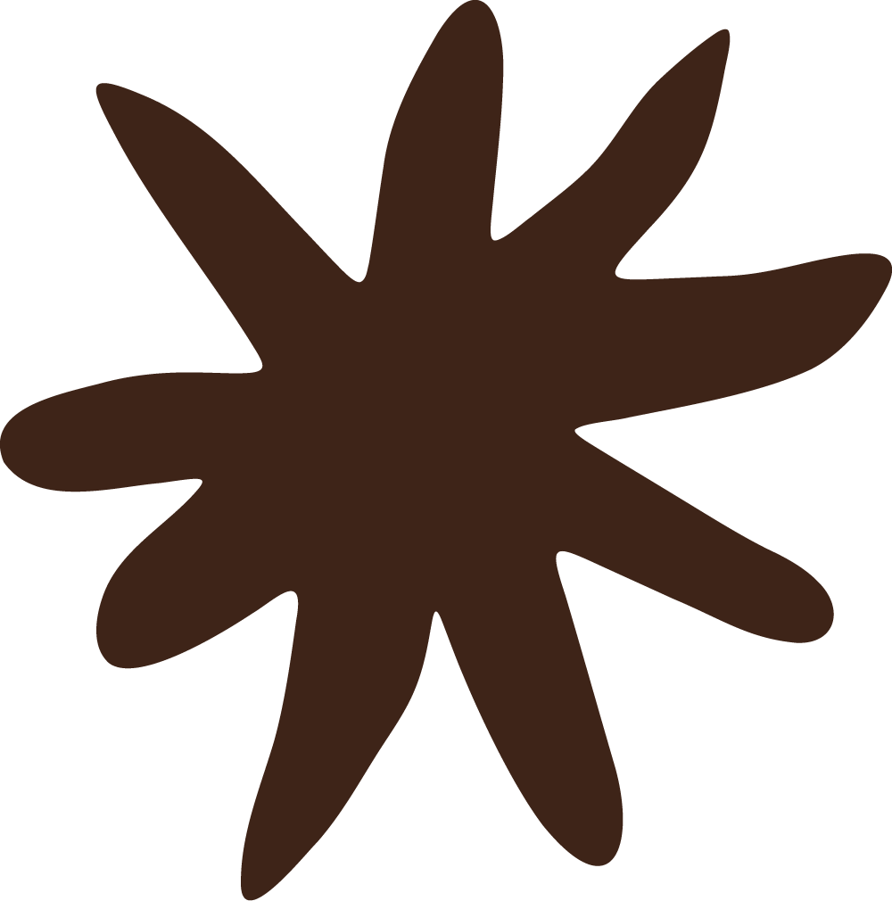 A digital illustration of a brown, multi-lobed leaf with irregular edges.