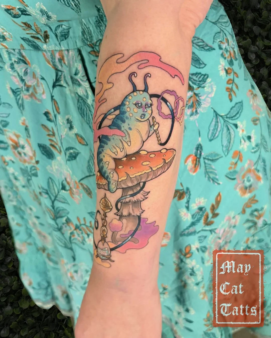 🐛 &ldquo;Who&hellip; are&hellip; you?&rdquo; 
Absolem perched on his mushroom throne, straight out of Alice in Wonderland.
A nostalgic tattoo for my client and book lovers alike!
This pre-drawn design has been sitting in my folder for almost two yea