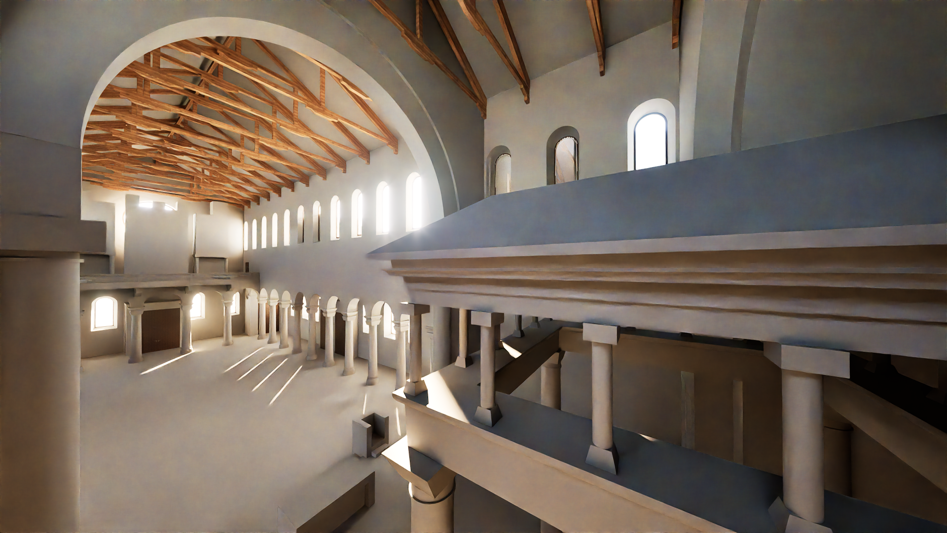 Render 3D Modell Liebfrauenkirche Zürich innen