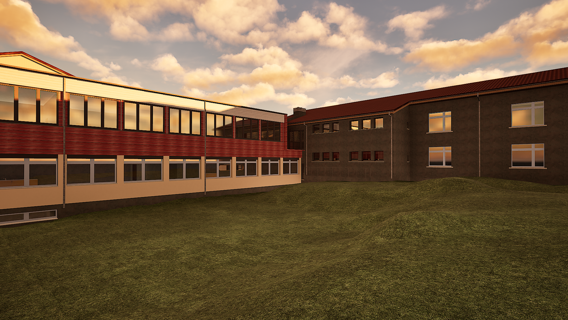 Render 3D Modell (Archicad) einer Schule