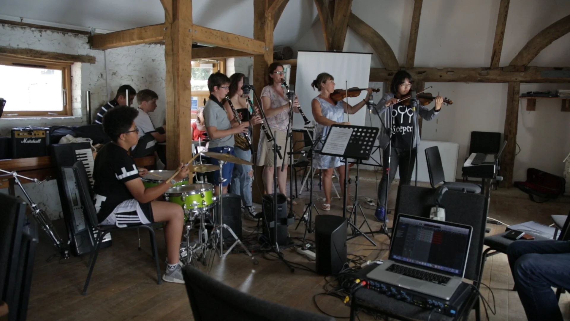 KS3  students from Dorothy Stringer School at a music workshop