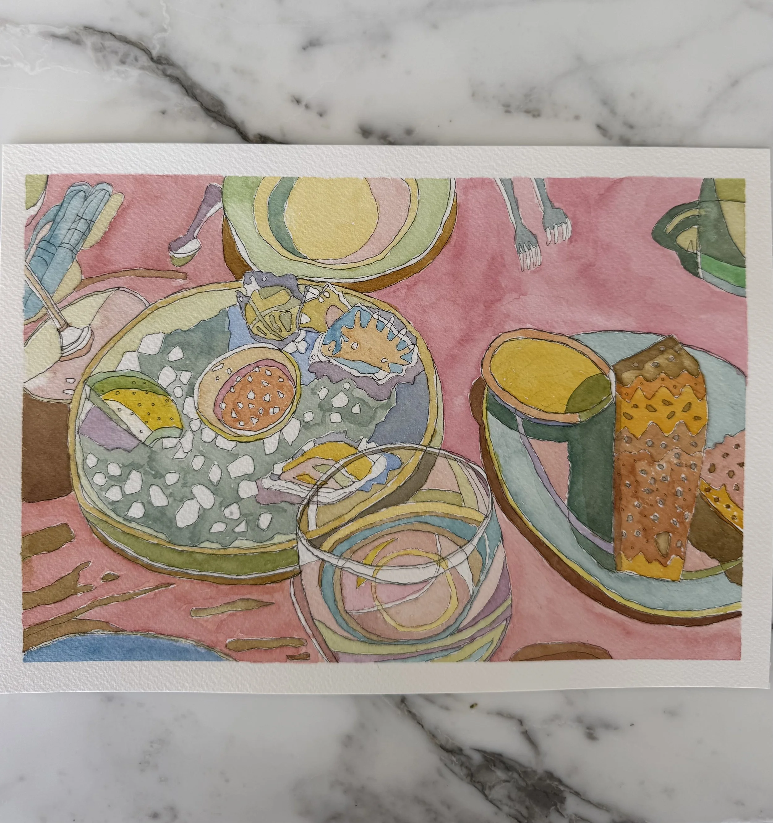 On the Pink Tablecloth