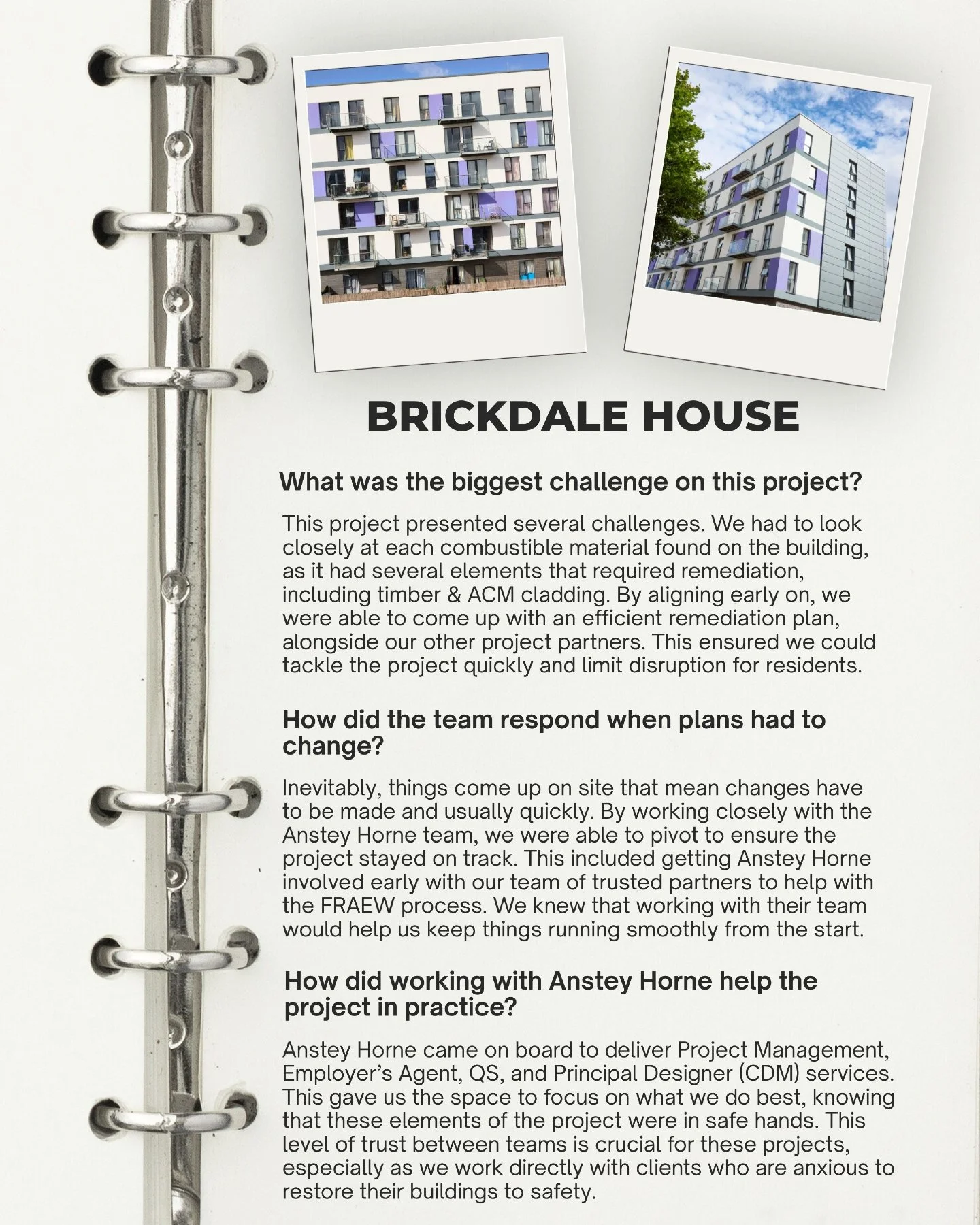 We always enjoy working on projects with the wonderful team at Anstey Horne.

Brickdale House was no different. 

Having completed onsite in October 2025, it marked yet another successful project achieved together. Acting as the client&rsquo;s single