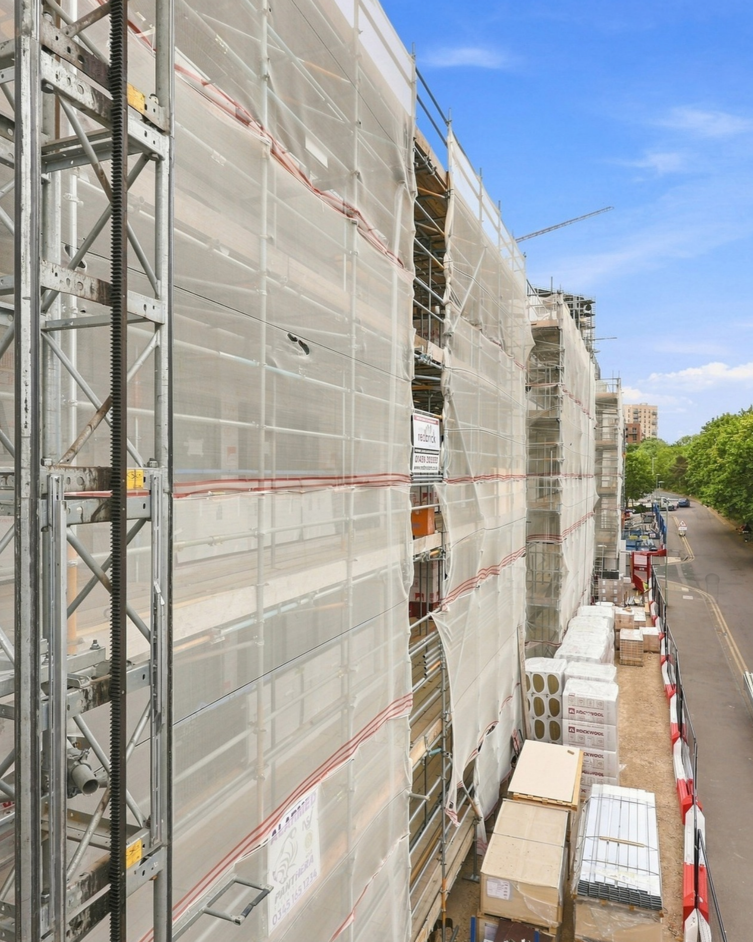 High rise apartment building with scaffolding