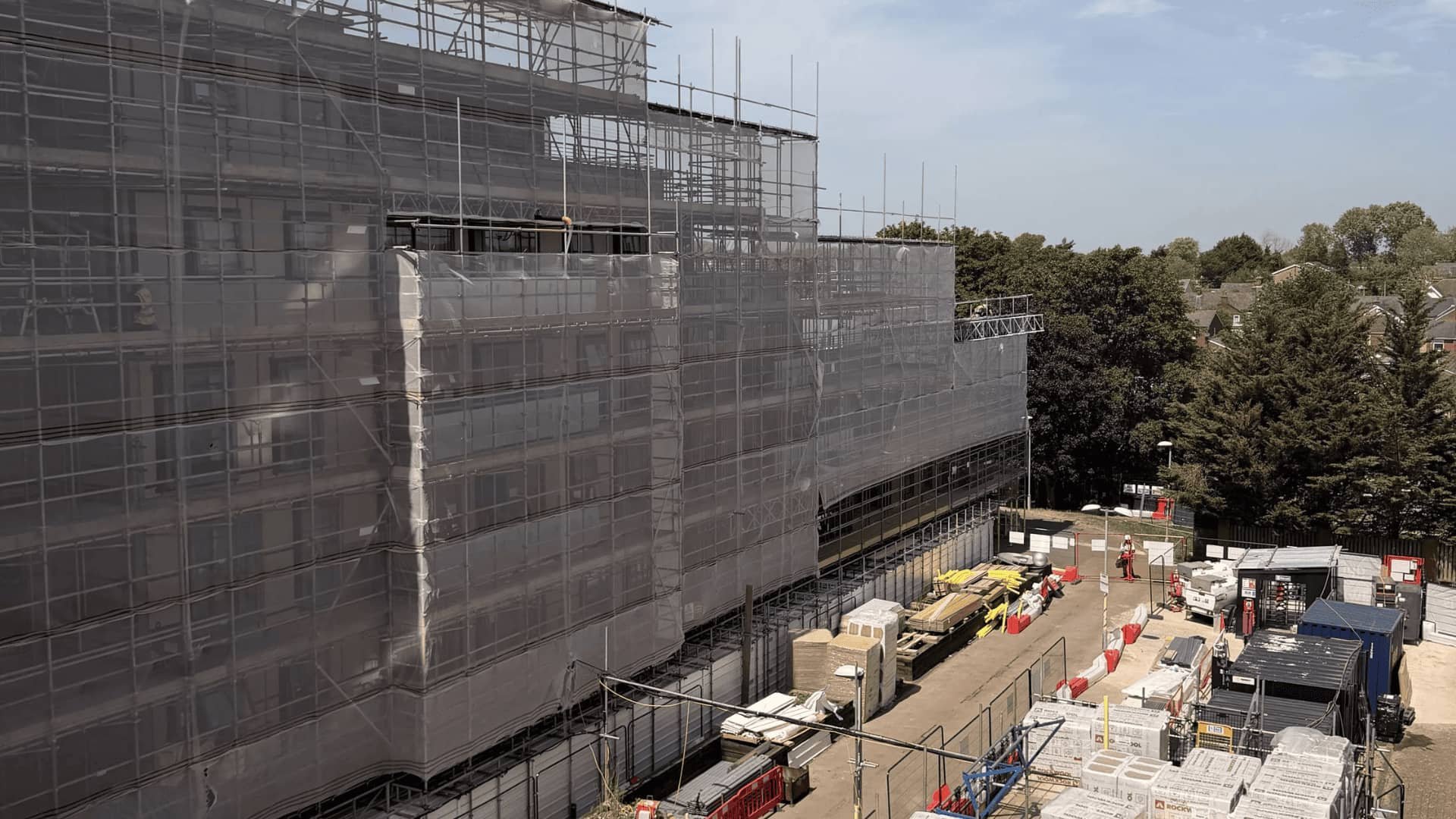 Building undergoing cladding remediation