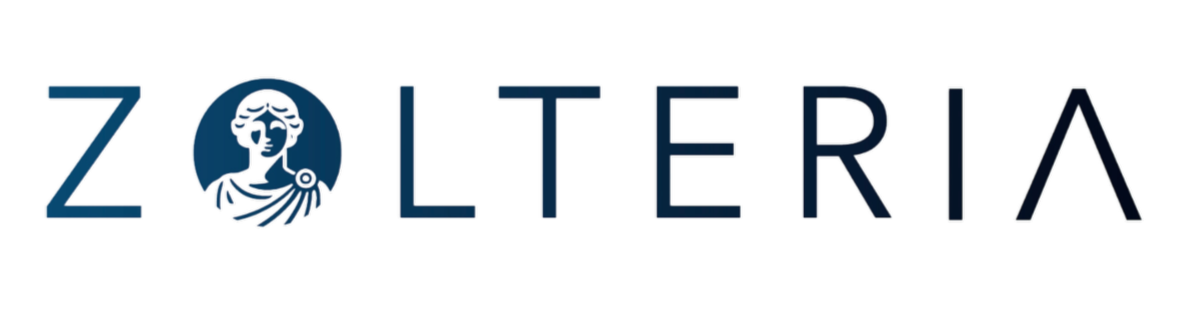 The Zolteria logo featuring a stylised depiction of a classical figure, with the word 'Zolteria' in bold blue letters.