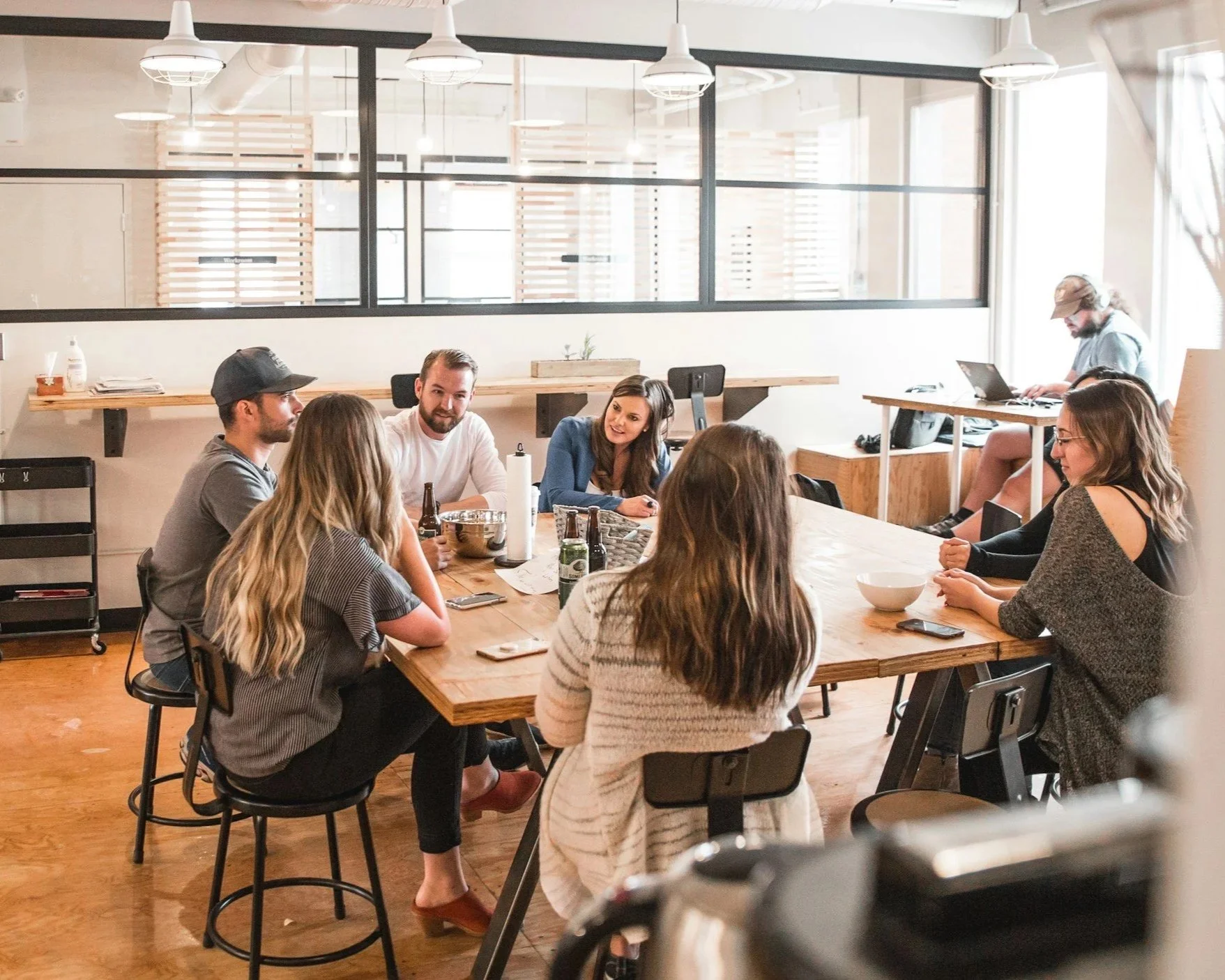 group of people in team meeting