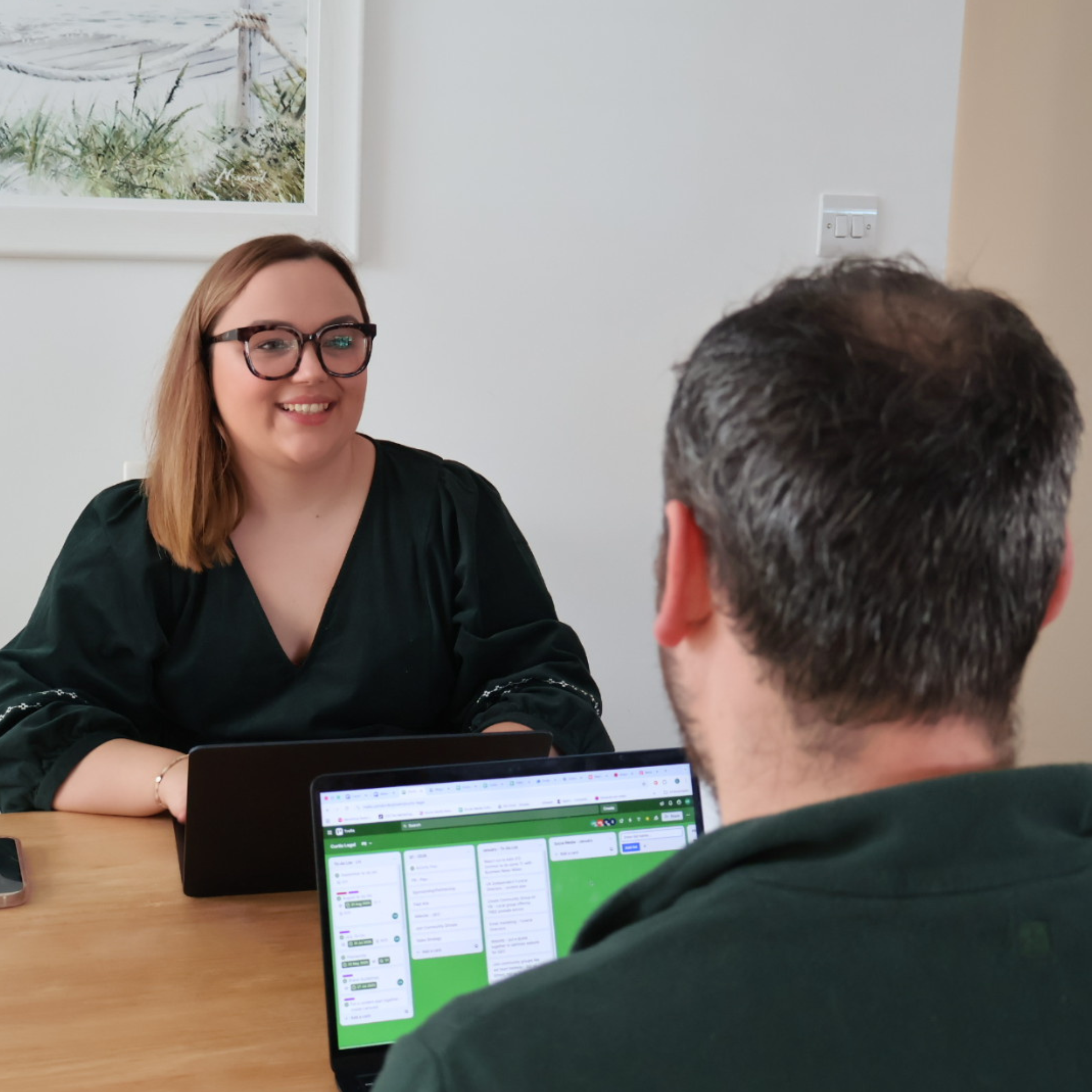 Lauren working with client