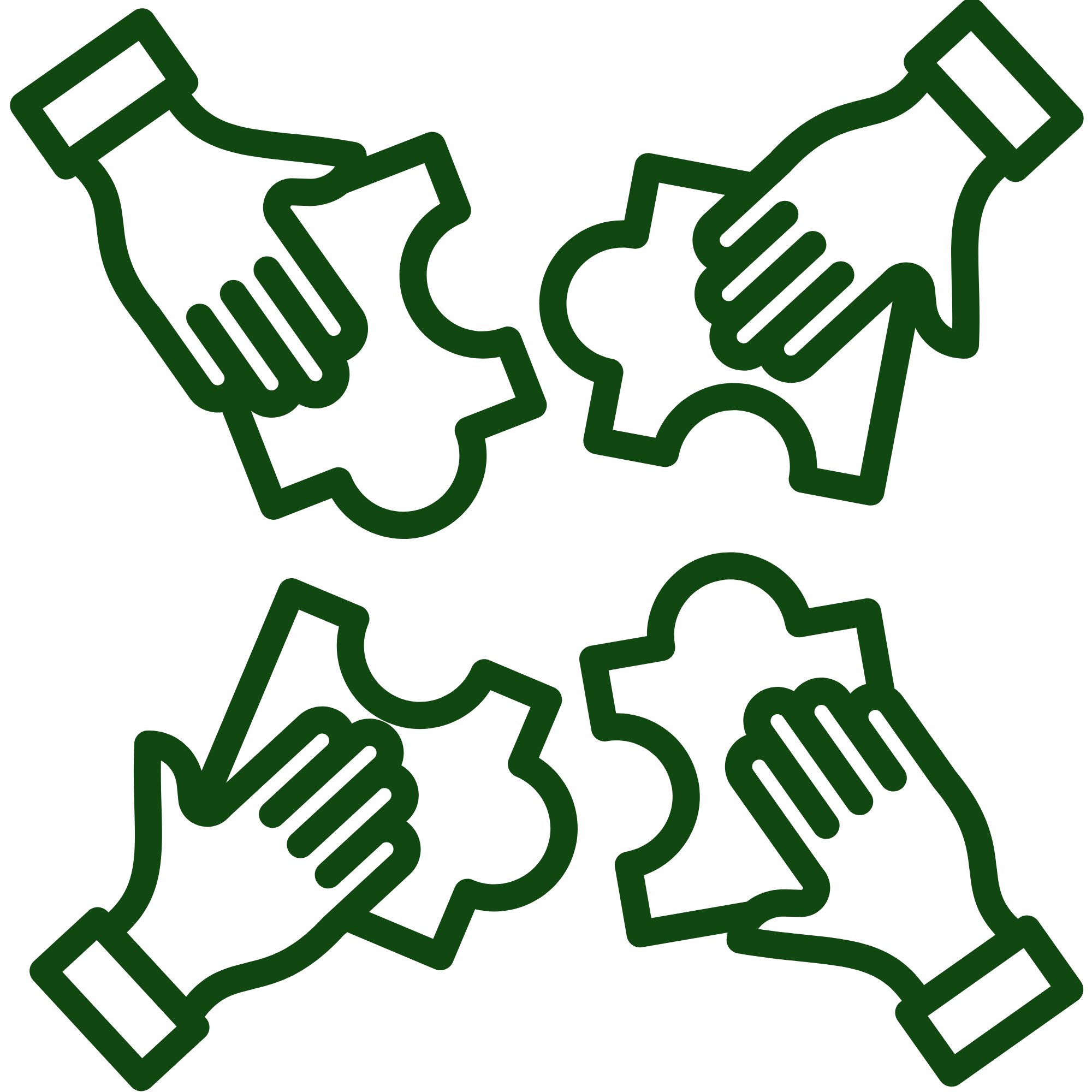 hands putting jigsaw together icon