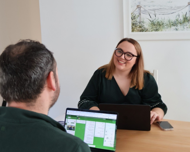 Marketing Collab founder, Lauren in client meeting