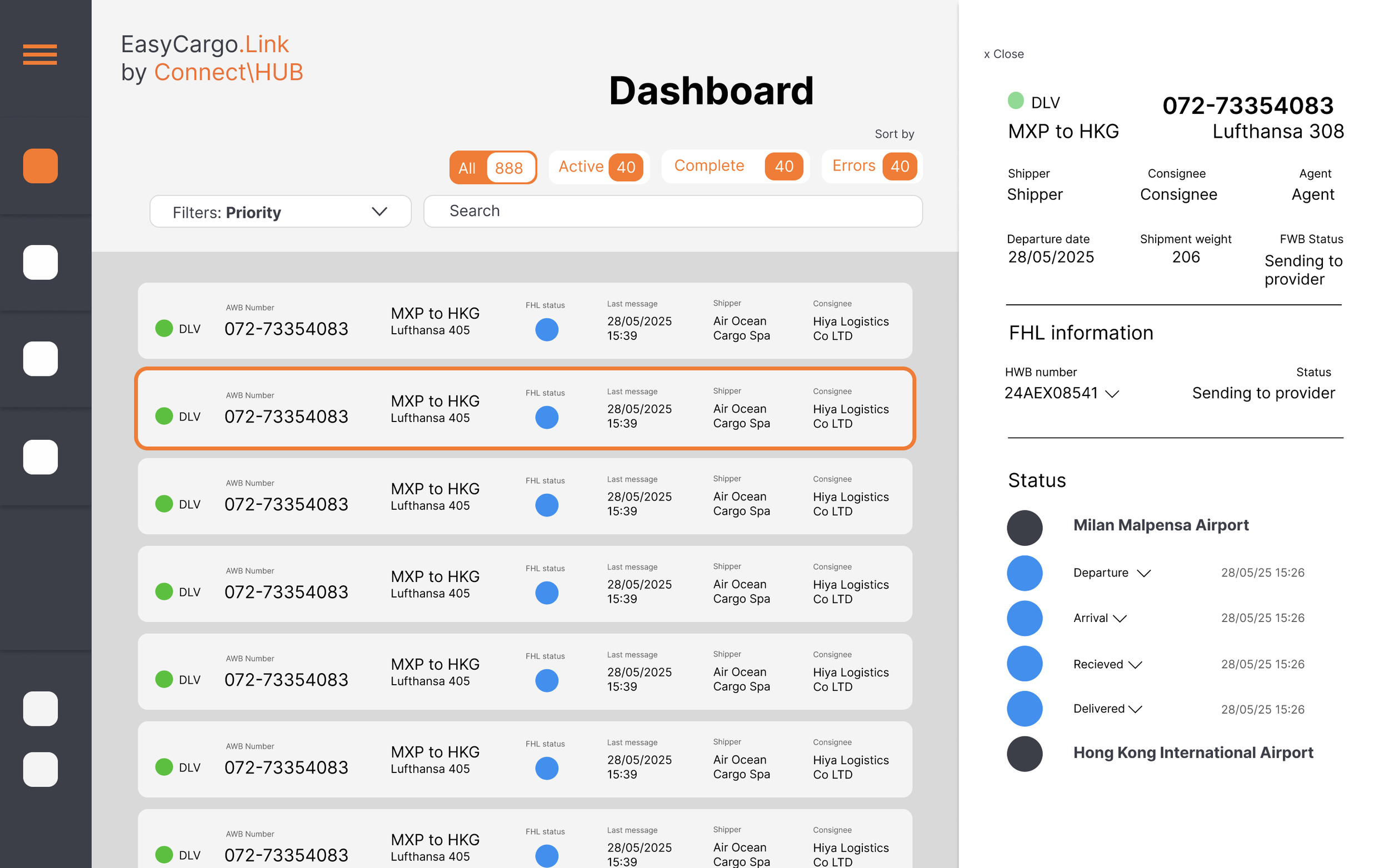 Proposed redesign of shipment tracking flow