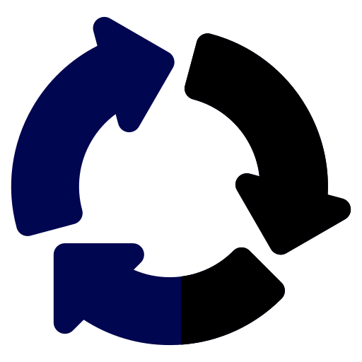 Un symbole d'échange ou de rotation représentant deux flèches bleues courbes formant un cercle.