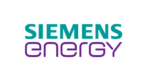Siemens Energy logo with teal and purple text on a white background.
