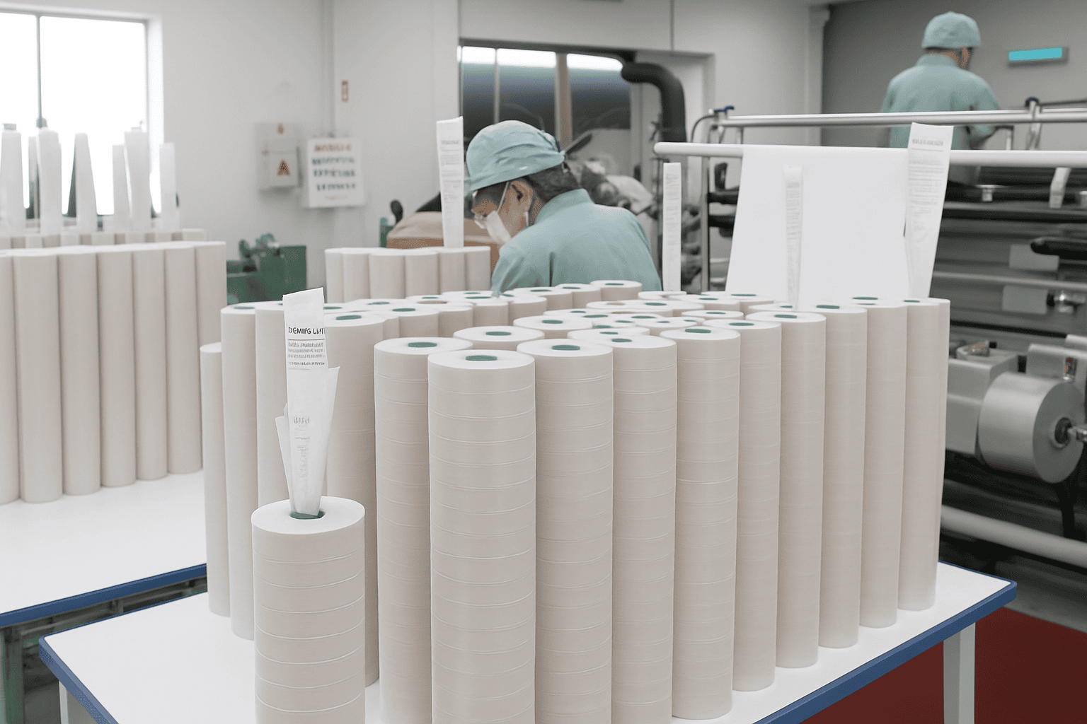 Slitting: tapes cut and rewound.