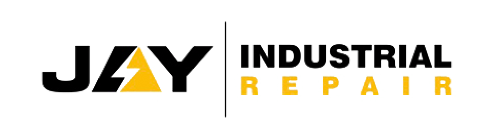Logo for Joy Industrial Repair with the words 'JAY' and 'INDUSTRIAL REPAIR', featuring a yellow lightning bolt inside the letter 'A' in 'JAY'.