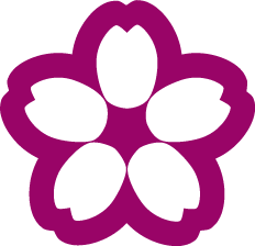 Stylized purple flower with six white petal shapes