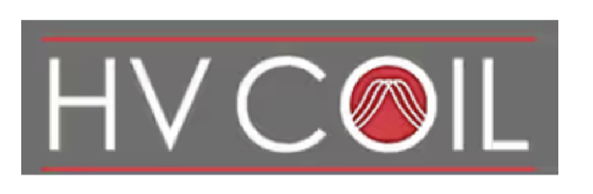 HVAC logo with red circle featuring white wavy lines, and red, yellow, gray, and white color scheme.