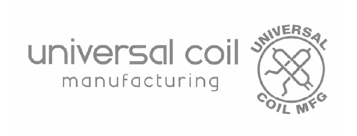 Universal Coil Manufacturing logo with text and emblem featuring a coil and the words 'Universal Coil MFG'.