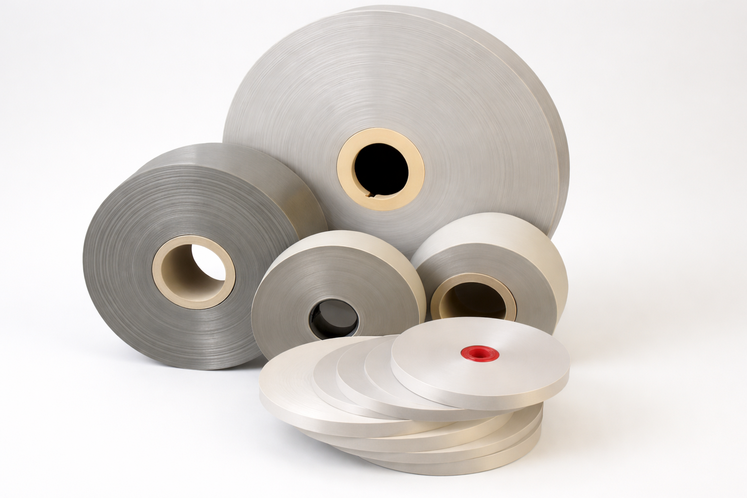 Finished goods: flat tapes and cross-wound spools.