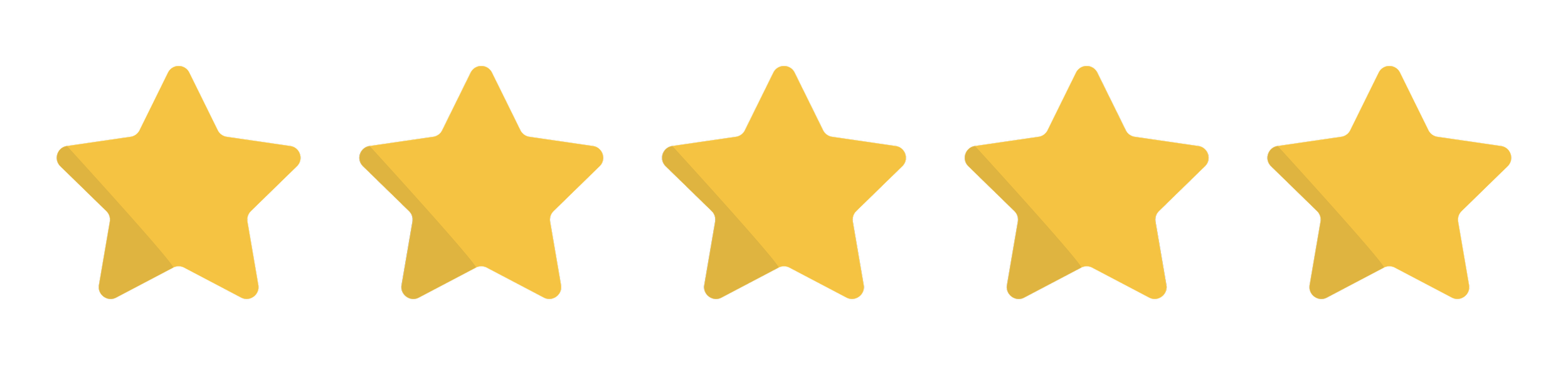 Five gold stars on a black background, representing a five-star rating.