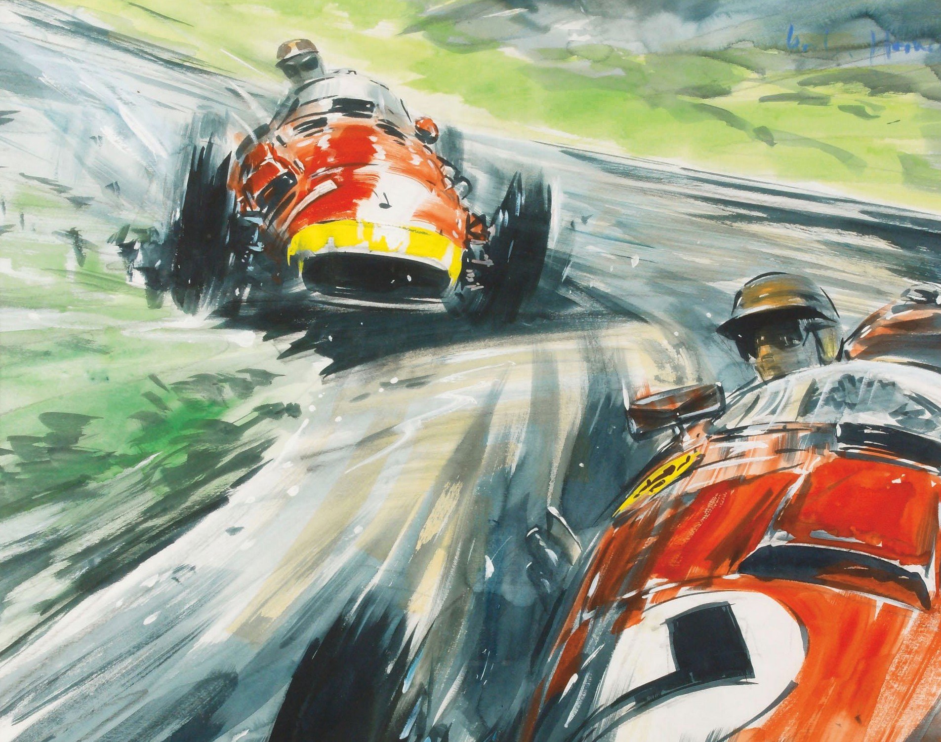 Close-up photograph of a bronze sculpture depicting a man lying down while holding a steering wheel, with visible rust and aged details.