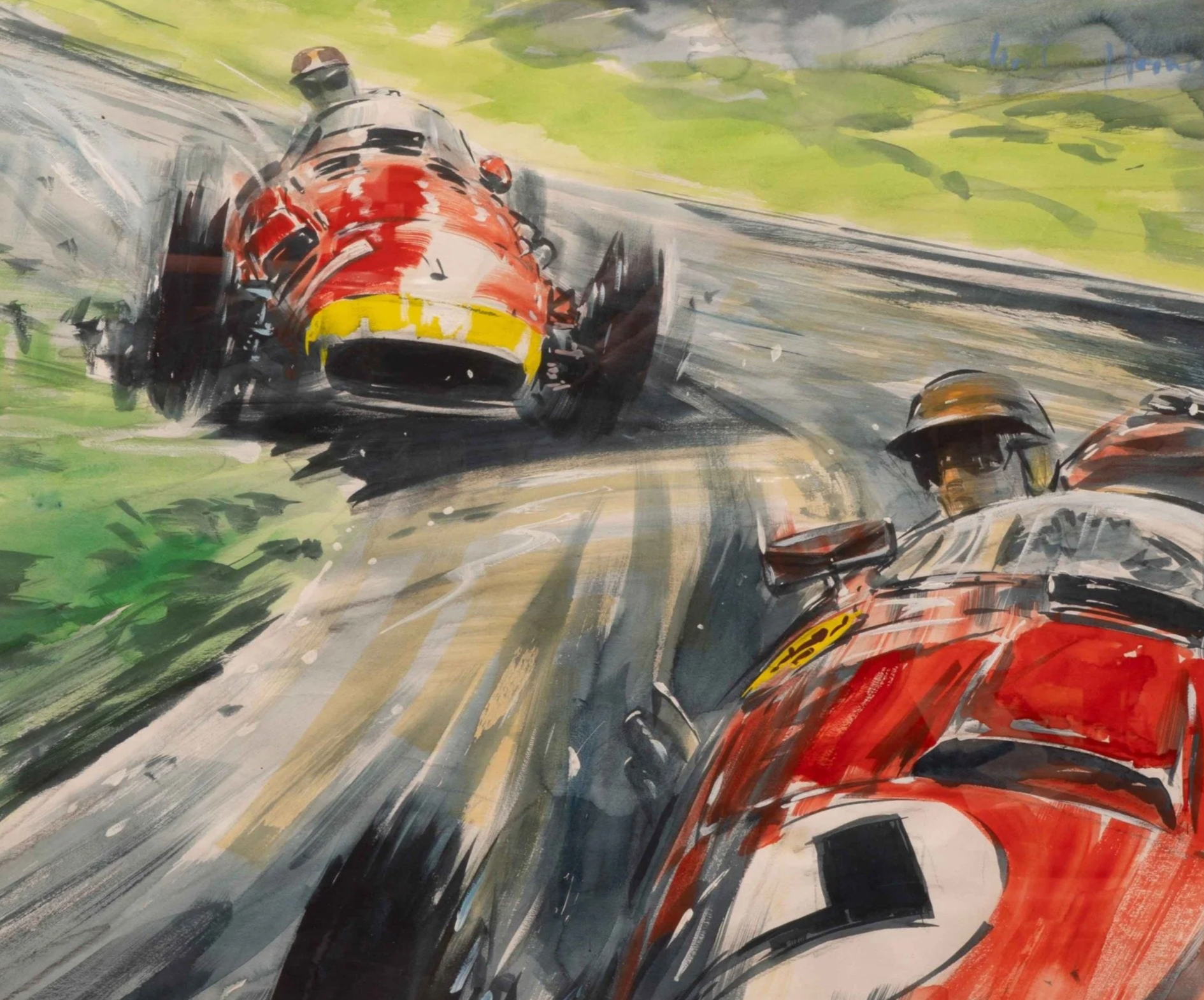 FANGIO, NÜRBURGRING 1957, BY GORDON HORNER
Sold for £6,572 in the Ian F. Wade Automobilia Auction
View Full Results