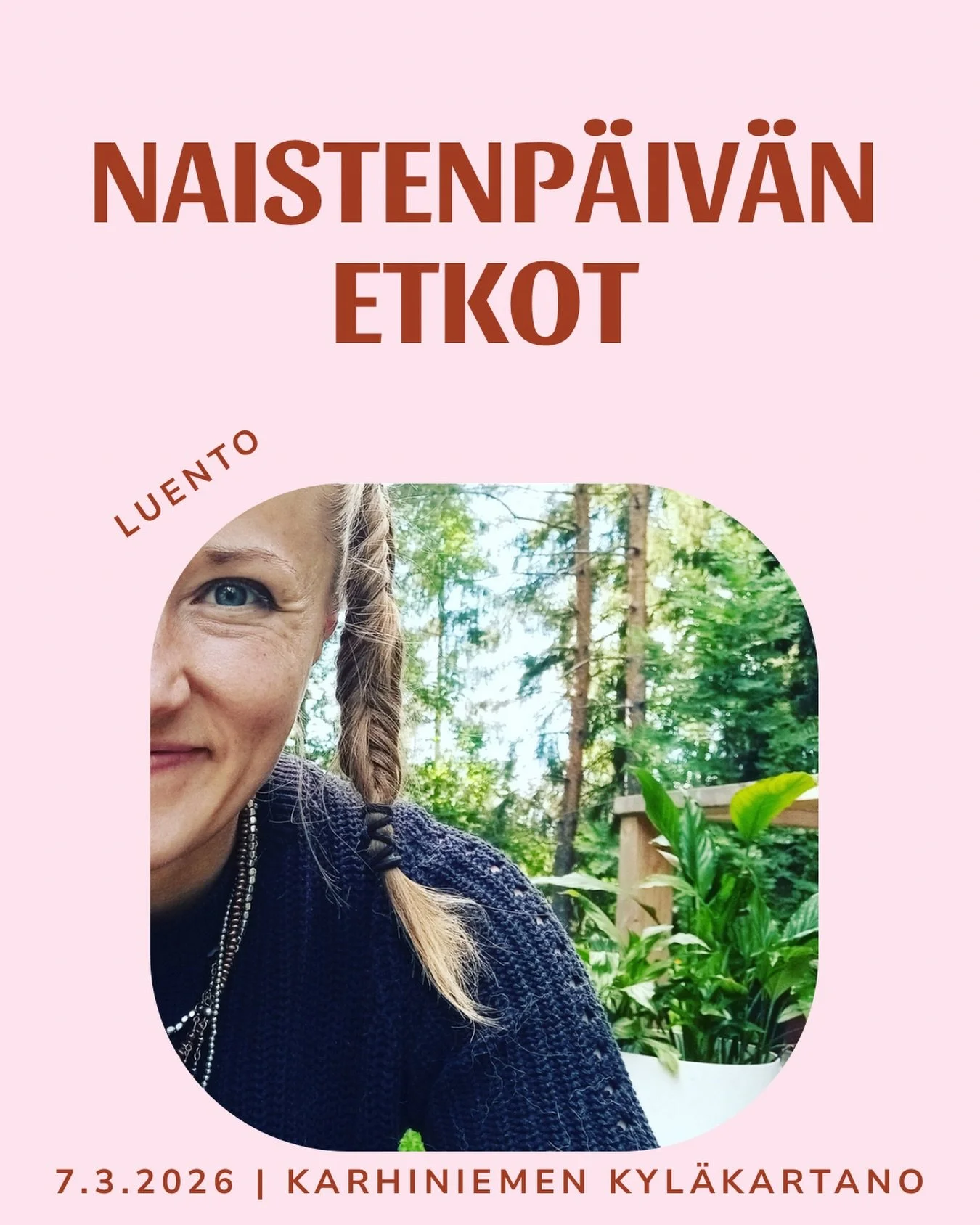 P&auml;iv&auml;n ensimm&auml;isen luennon pit&auml;&auml; ravitsemusasiantuntija, herbalisti, Marianne Tynkkynen klo 16.00. 
&rdquo;Nainen. T&auml;m&auml; luento on sinulle, jos kamppailet hormonaalisten kysymysten ja jaksamisen kanssa &ndash; tai ha