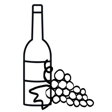 Garrafa de vinho e uvas - icone