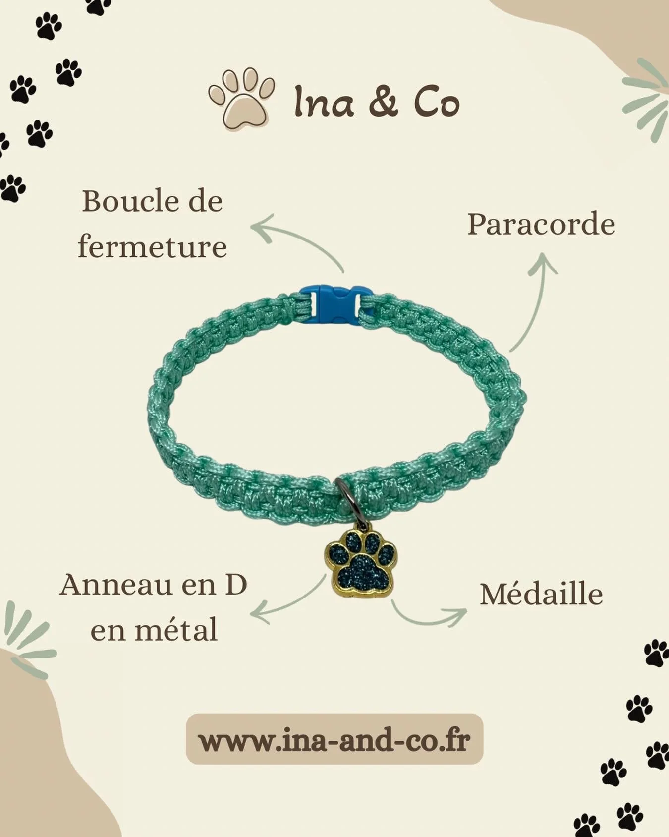 Boutique : www.ina-and-co.fr

Chaque collier Ina &amp; Co est fabriqu&eacute; avec soin.
Et comme toujours, 1 &euro; est revers&eacute; &agrave; l&rsquo;association de votre choix &agrave; chaque achat ❤️